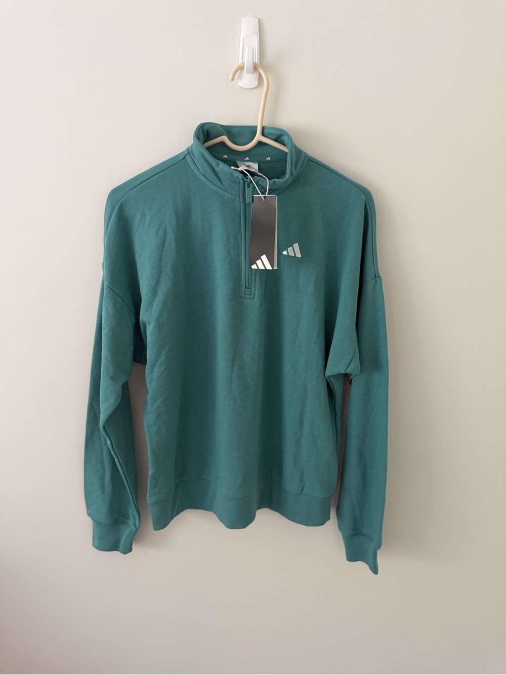 adidas Teal Quarter-Zip Pullover Sweatshirt